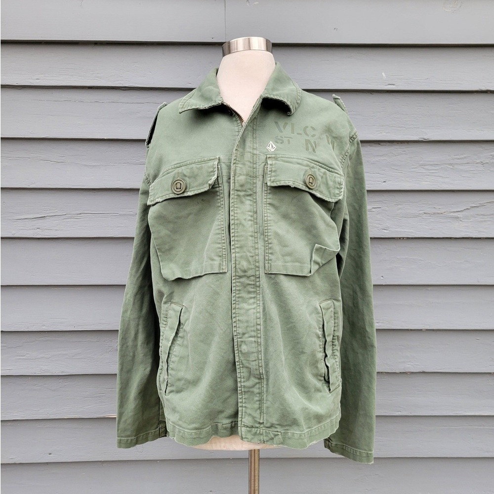 Vintage y2k Volcom Kojack Jacket Green‎ Military Utility Field Skate Coat Large